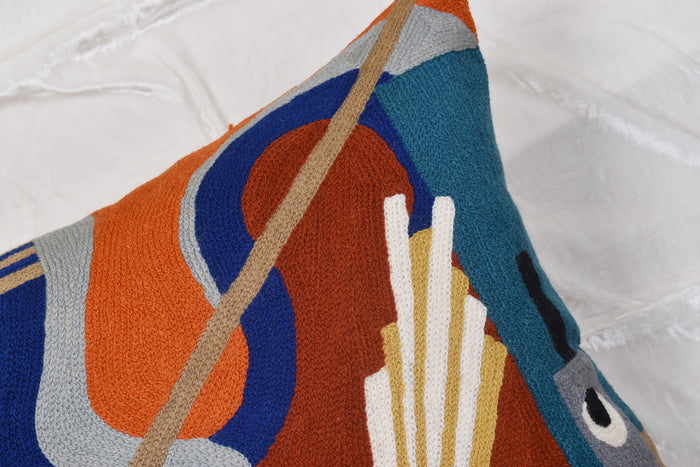 Kandinsky Modern Pillow Cover - Intuitive Brown Abstract Pillowcase Modern Couch Cushion Mid Century Chair Cushions Handmade Wool Size 18x18