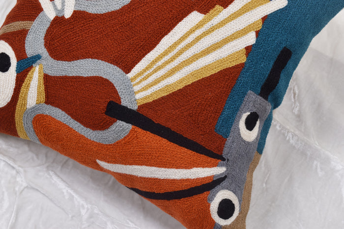 Kandinsky Modern Pillow Cover - Intuitive Brown Abstract Pillowcase Modern Couch Cushion Mid Century Chair Cushions Handmade Wool Size 18x18