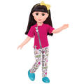 14-inch posable doll with black hair and brown eyes