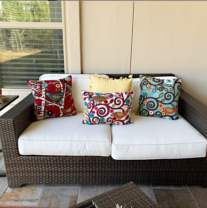 Kashmir Designs Lumbar Klimt Modern Pillow Cover | Cream Birds Pillows | Tree of Life Pillows| Suzani Floral Pillows | Floral Outdoor Pillows | Mid Century Chair Cushion | Handmade Wool Size 14x20