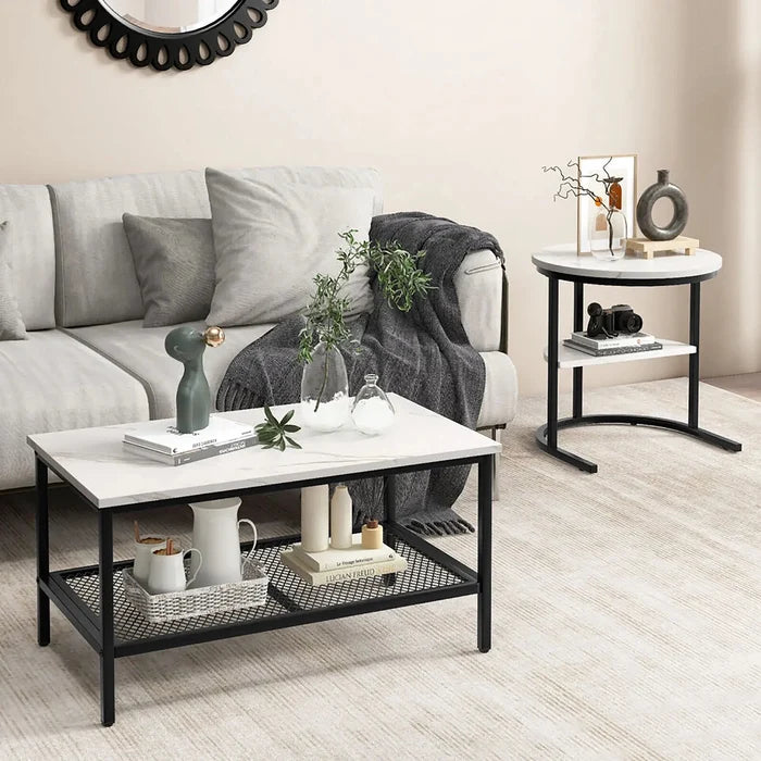 Kaya Marble Nesting Coffee Table With Storage Canva Home