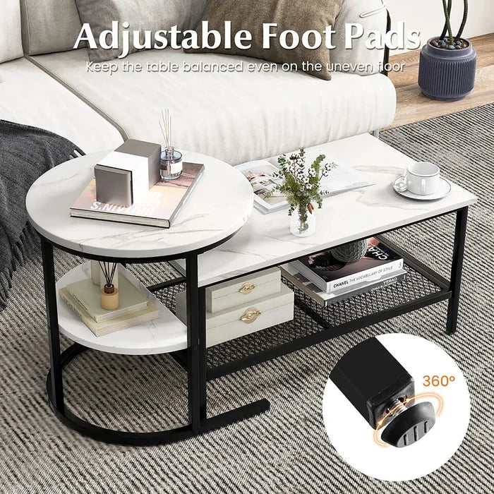 Kaya Marble Nesting Coffee Table With Storage Canva Home
