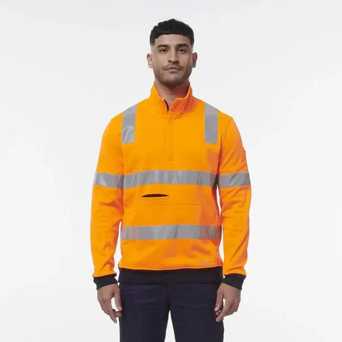 KingGee Hi Vis 1/4 Zip X-Back Taped Fleece K55057