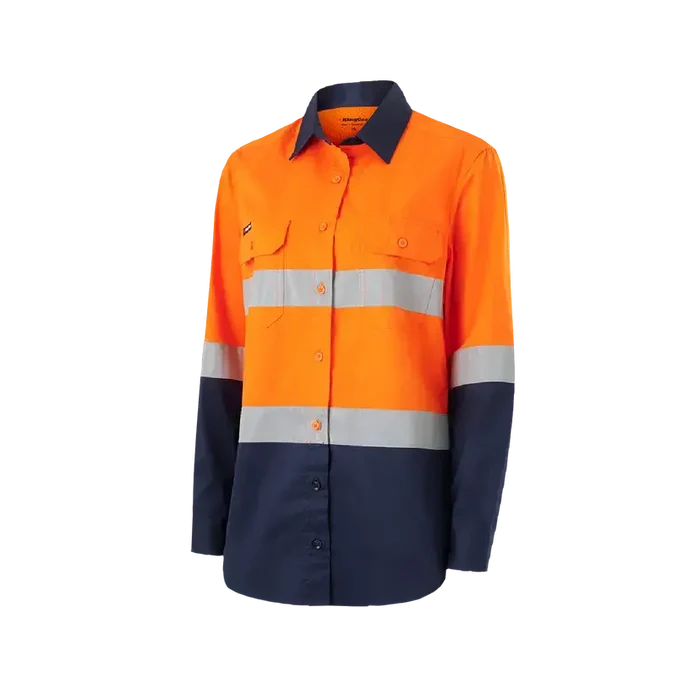 KingGee Women's Hi Vis Vented Spliced Long Sleeve Work Shirt K44221  Metro Workwear