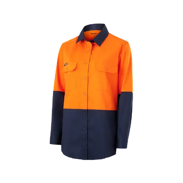 KingGee Women's Hi Vis Vented Spliced Long Sleeve Work Shirt K44222  Metro Workwear