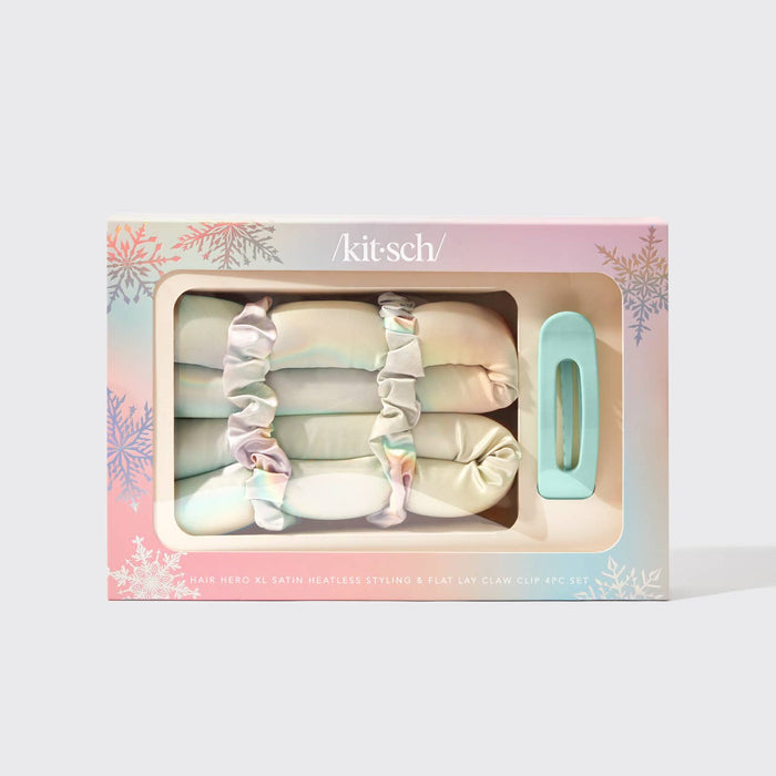 Kitsch Hair Hero XL Satin Heatless Styling & Flat Lay Claw 4pc Set