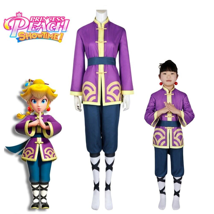 Kong Fu Peach Costume - Mario Princess Peach: Showtime Cos Replica - Adult & Kids Full Set