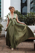 Petal and Pup USA DRESSES Kris Pleated Maxi Dress - Martini Olive