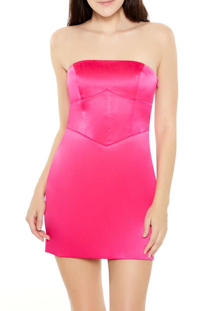 Lace-Up Corset Tube Mini Dress