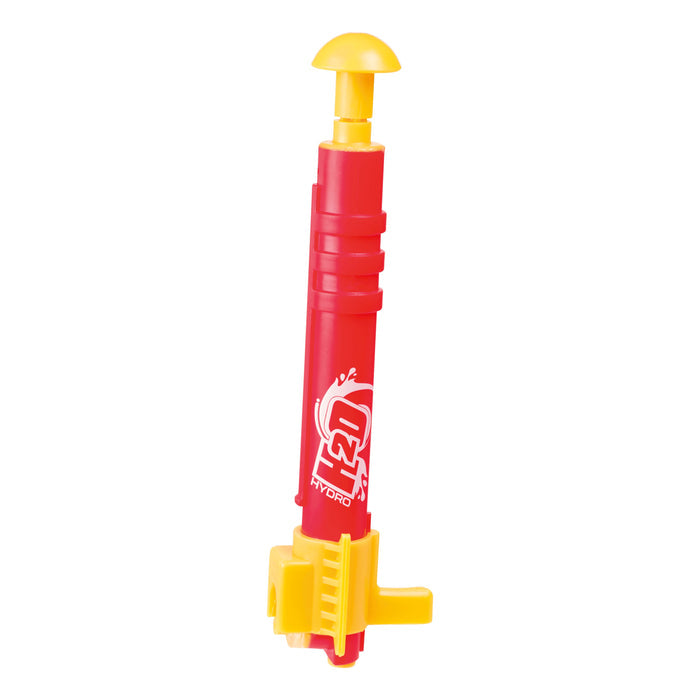 The Lanard Dlx Liqui-Fly Hydro Rocket by Lanard is a red and yellow plastic water blaster toy with a pump handle and trigger grip—perfect for pairing with your favorite outdoor launch rocket or water rocket set.
