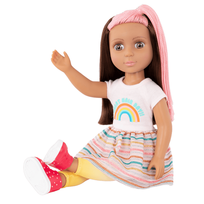 14-inch posable doll with hairdressing accessories