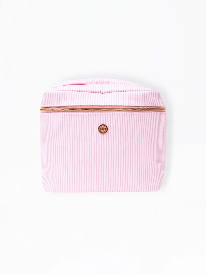 Large Pink stripe Makeup Bag