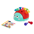 Colorful ladybug peg toy with booklet.