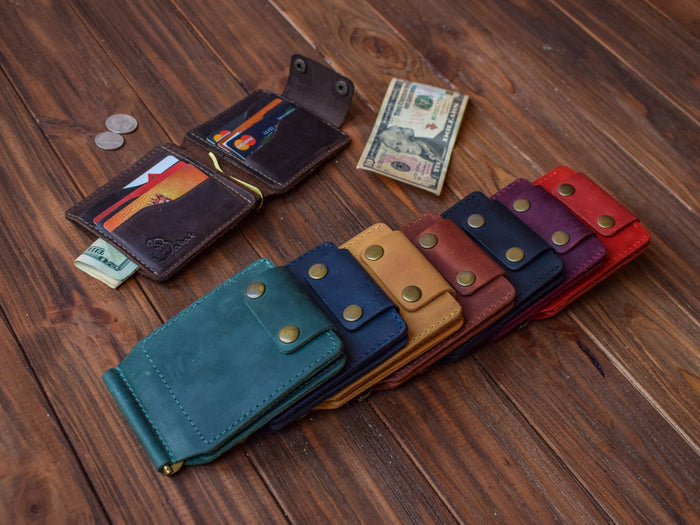 Leather money clip