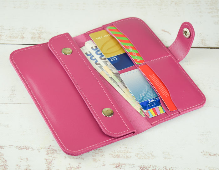 Leather wallet Raspberry