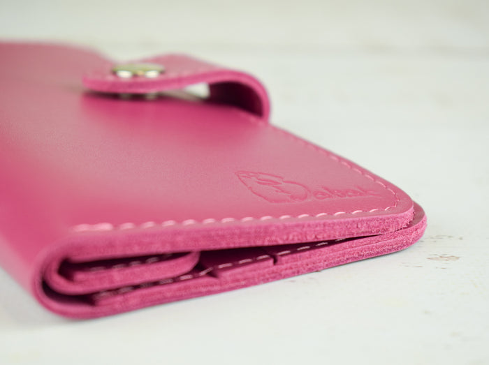 Leather wallet Raspberry
