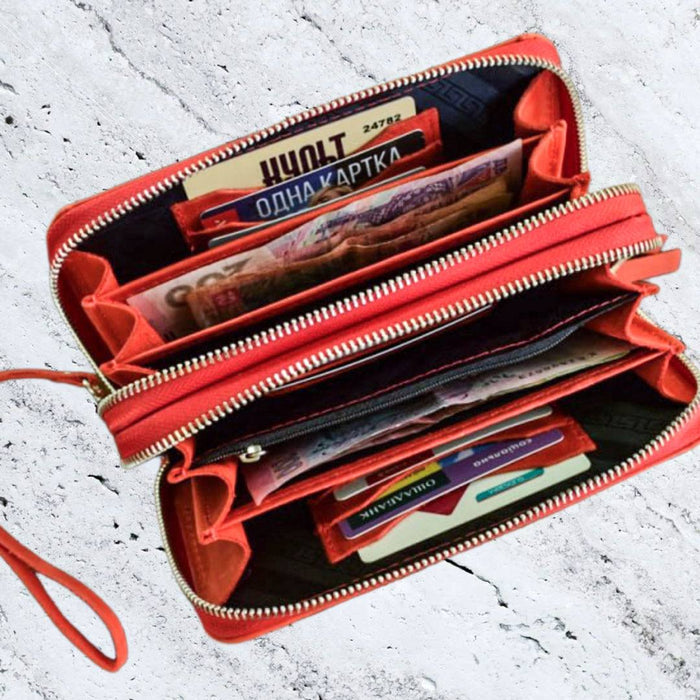 Leather wallet Red