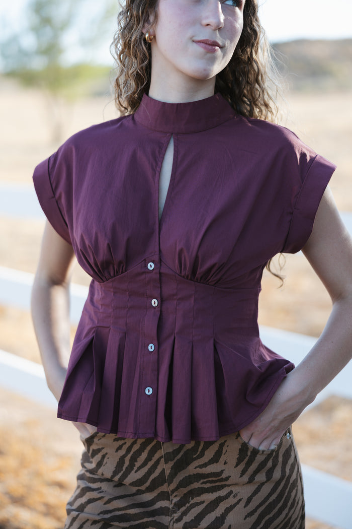 Leslie Capsleeve Pleated Blouse