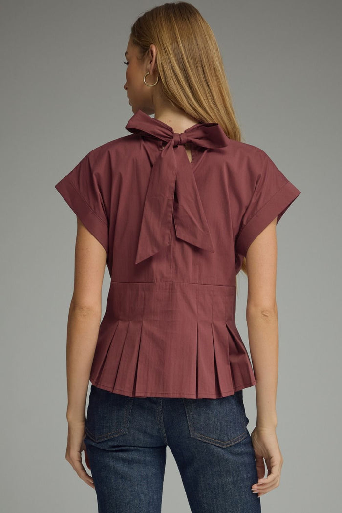 Leslie Capsleeve Pleated Blouse