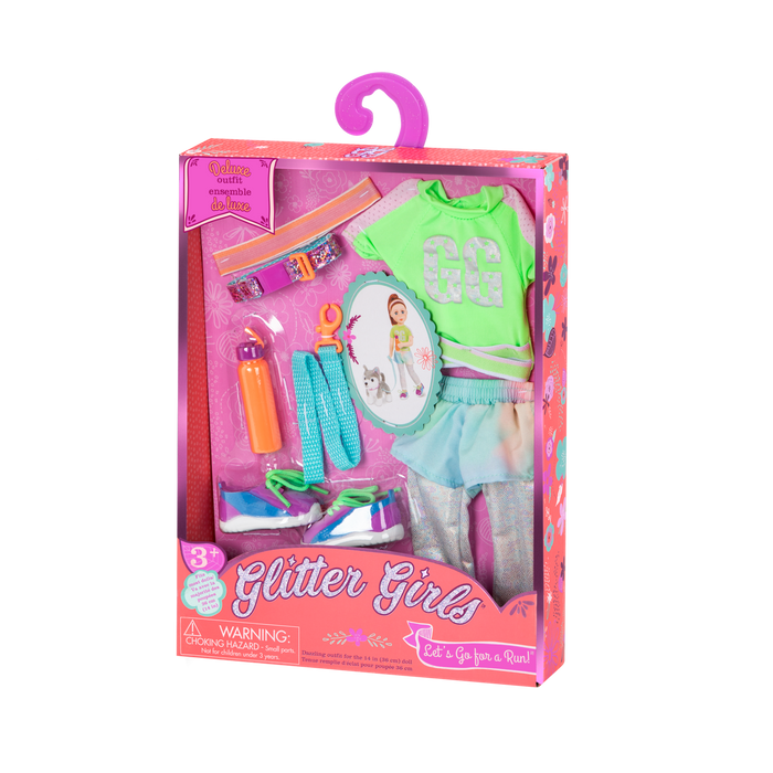 Dog walking outfit for 14-inch doll