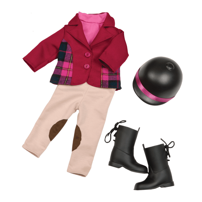 18-inch equestrian doll with blonde hair, blue eyes, lemonade accessories and storybook