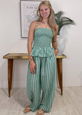 Lime Striped Set Pants