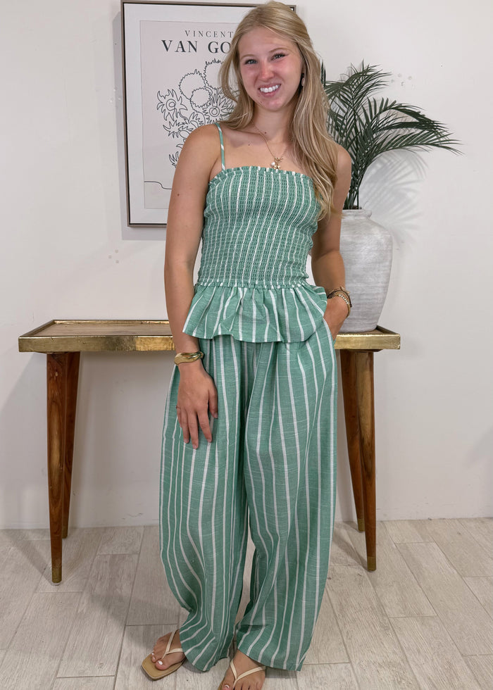 Lime Striped Set Pants