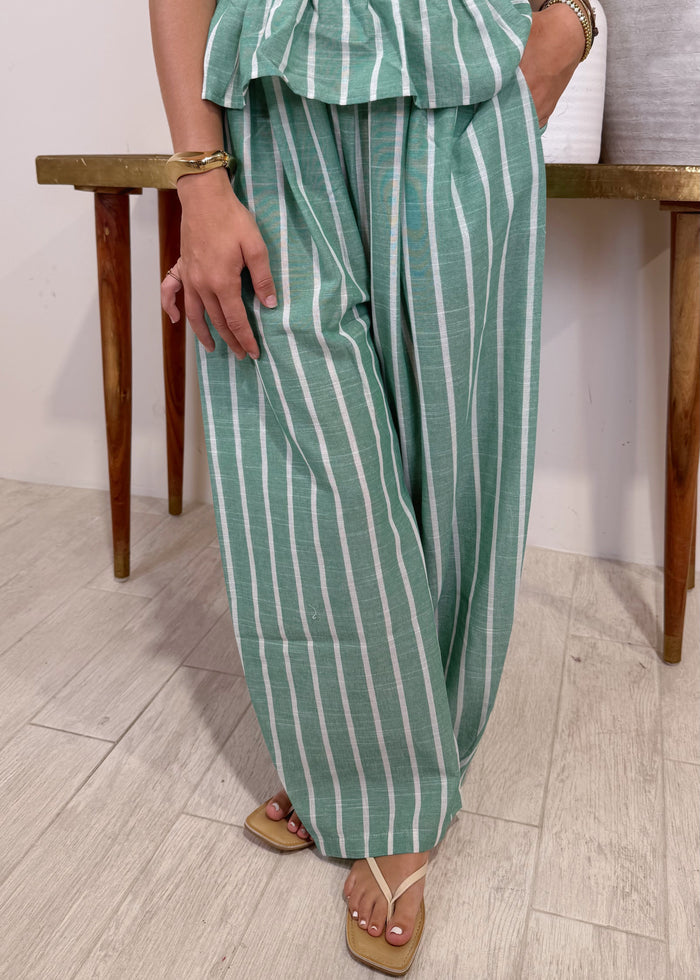Lime Striped Set Pants