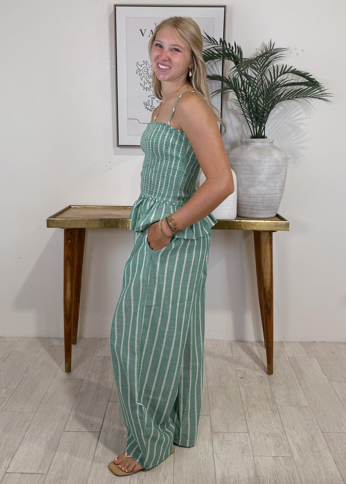 Lime Striped Set Pants