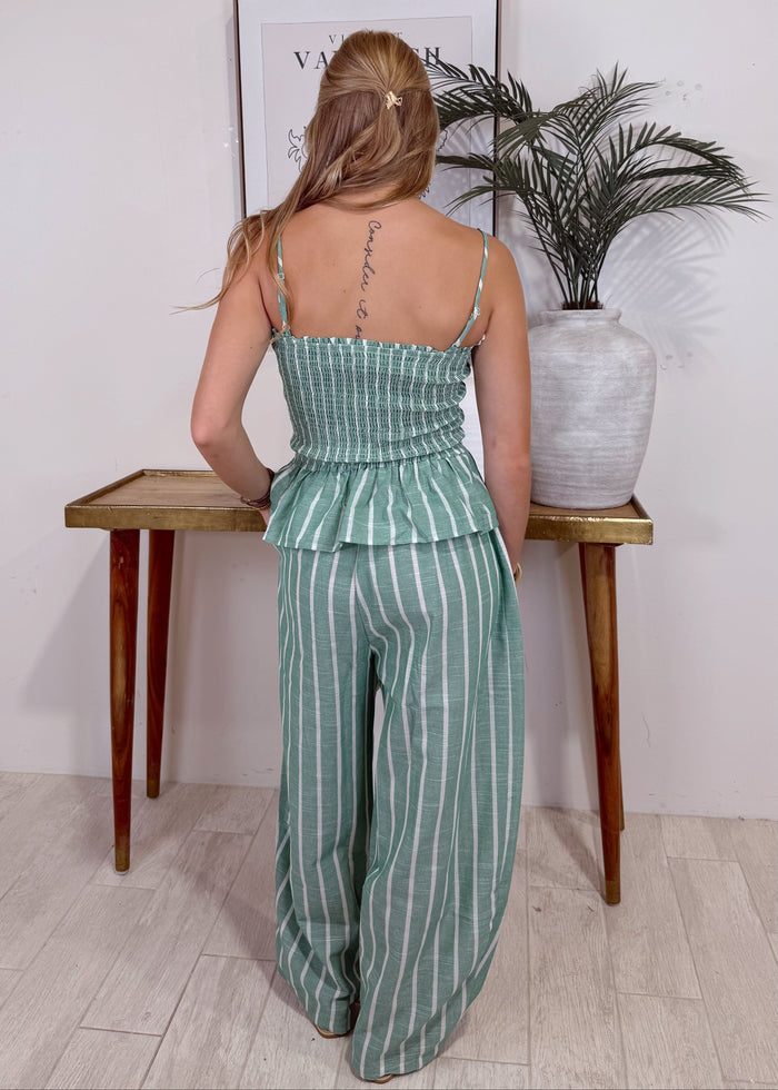 Lime Striped Set Pants