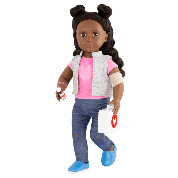 18-inch doll using first aid playset