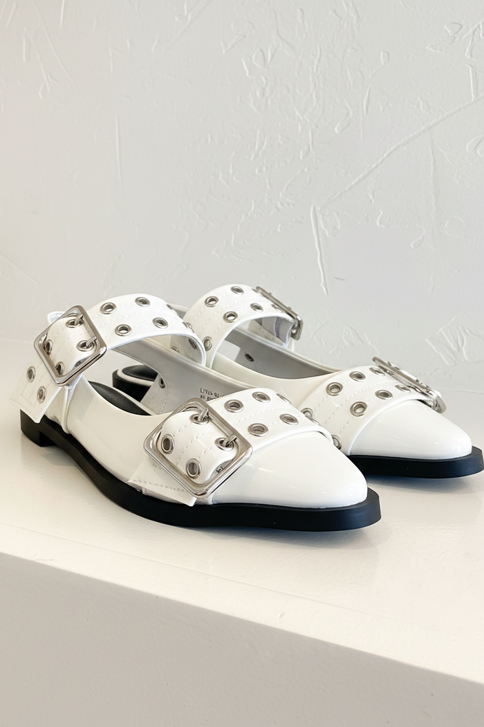Livia Buckle Detail Sling Back Flat