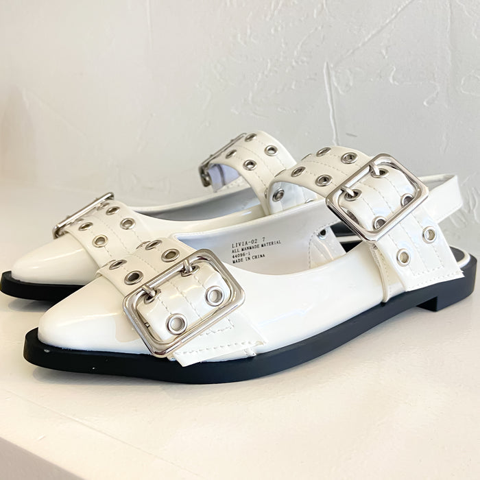 Livia Buckle Detail Sling Back Flat