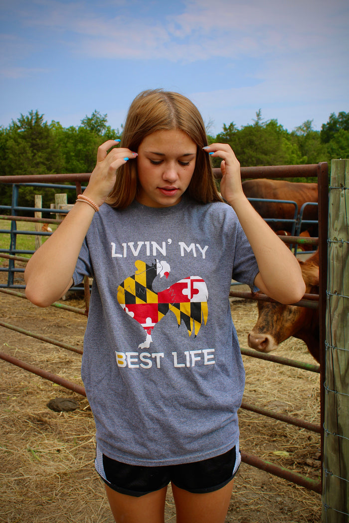 Livin’ My Best Life Maryland Chicken Graphite Heather T-Shirt