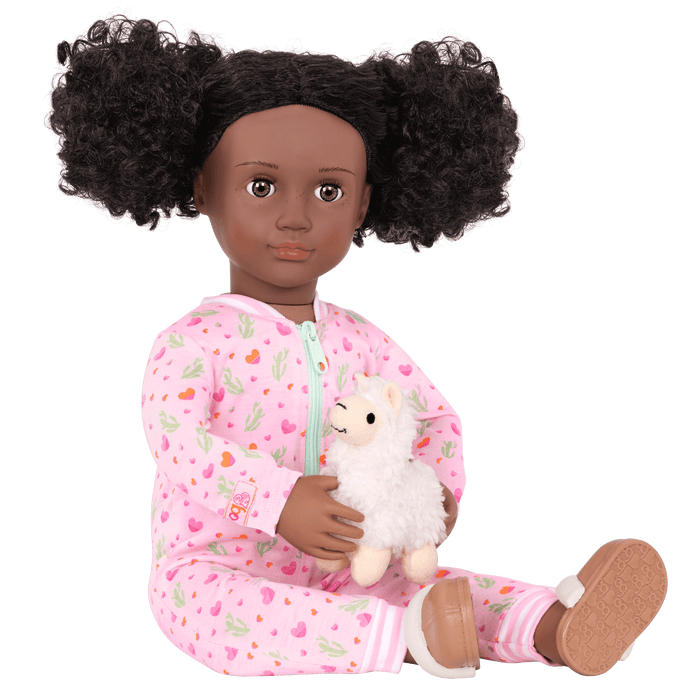 Pajamas and llama plushie for 18-inch doll