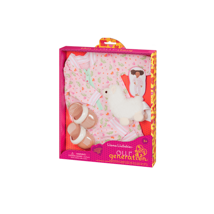 Pajamas and llama plushie for 18-inch doll