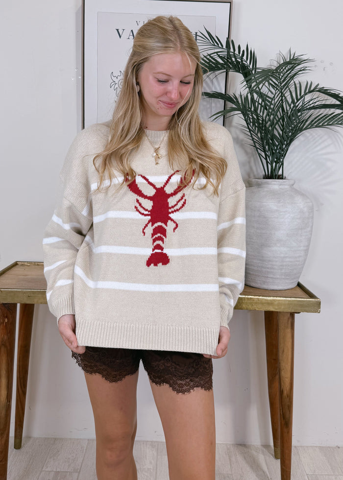 Lobster Detail Striped Sweater