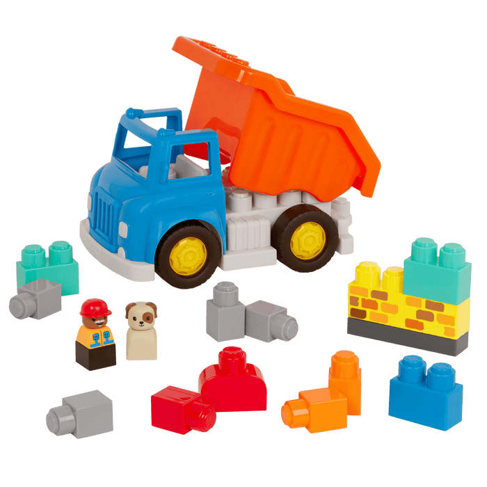 Locbloc dump truck toy with building blocks for toddlers