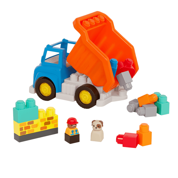 Locbloc dump truck toy with building blocks for toddlers