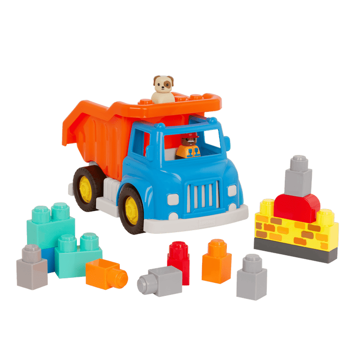 Locbloc dump truck toy with building blocks for toddlers