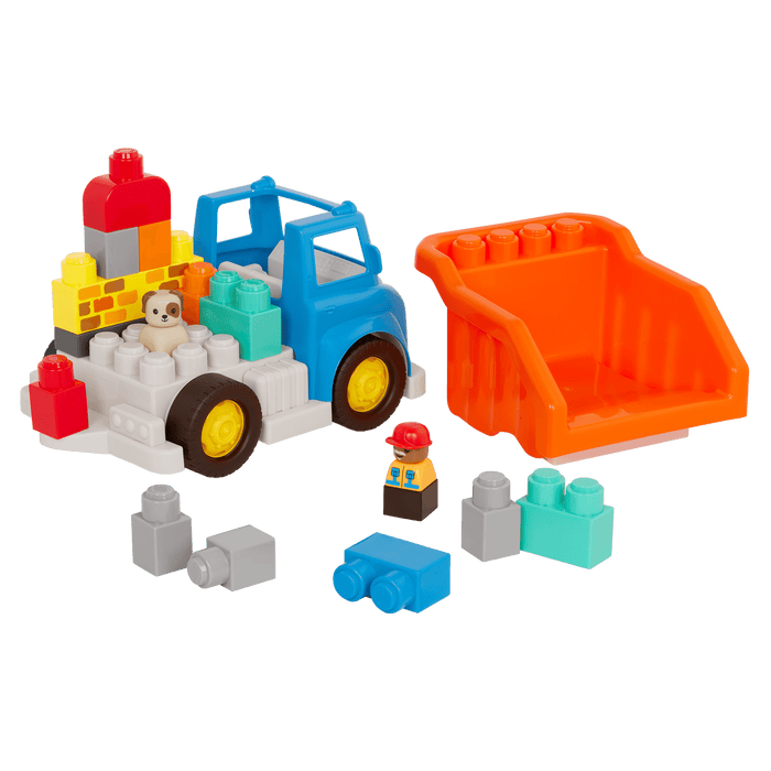 Locbloc dump truck toy with building blocks for toddlers