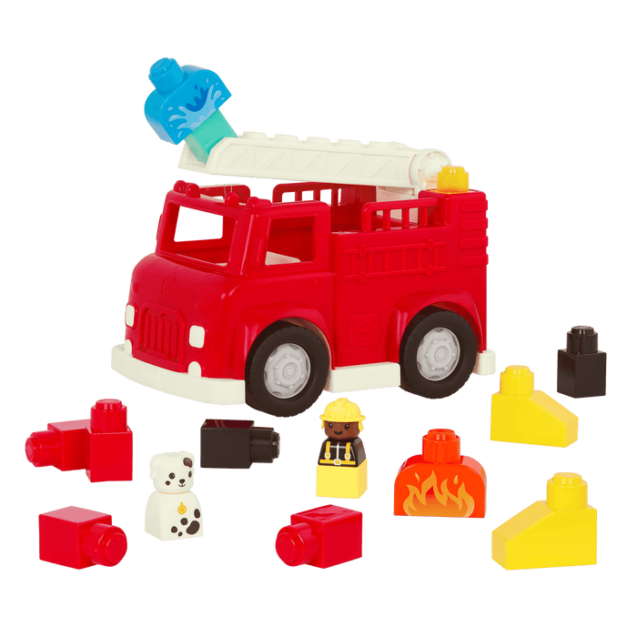 Locbloc fire truck toy with building blocks for toddlers