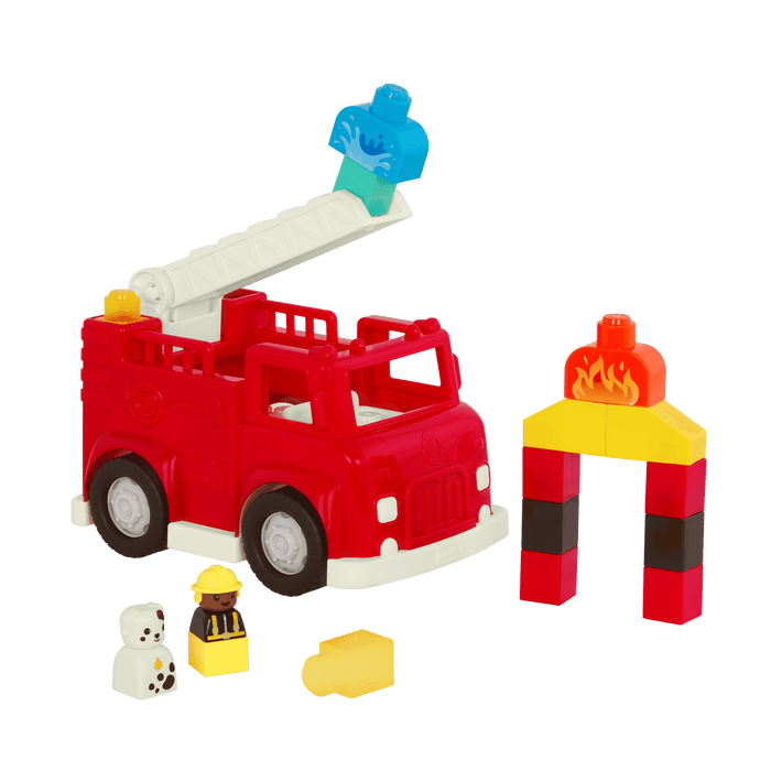 Locbloc fire truck toy with building blocks for toddlers