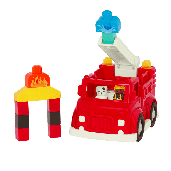 Locbloc fire truck toy with building blocks for toddlers
