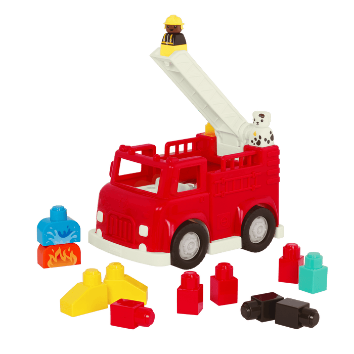 Locbloc fire truck toy with building blocks for toddlers