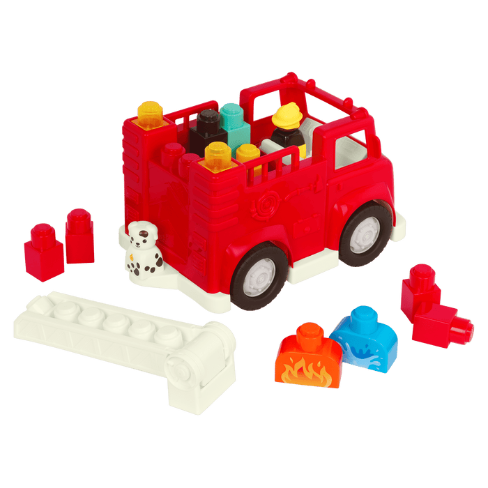 Locbloc fire truck toy with building blocks for toddlers