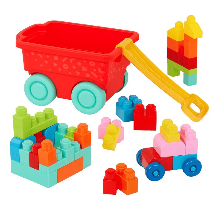 Locbloc red builder's wagon with building blocks