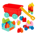 Locbloc red builder's wagon with building blocks