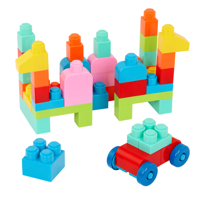 Locbloc red builder's wagon with building blocks