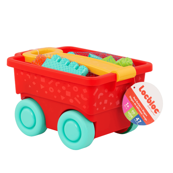 Locbloc red builder's wagon with building blocks